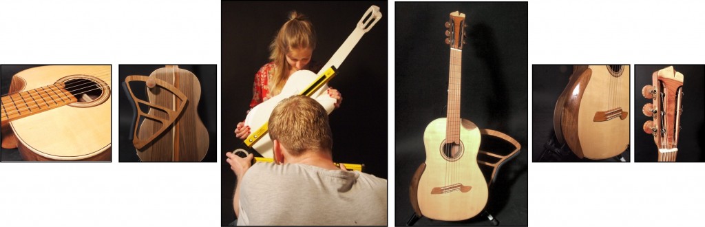 Lieven Bonnaerens begeleidde 5 studenten aan de Universiteit Antwerpen in een ergonomisch onderzoek naar betere houding van klassieke gitaristen en bouwden samen een prototype: De HEALSTRING